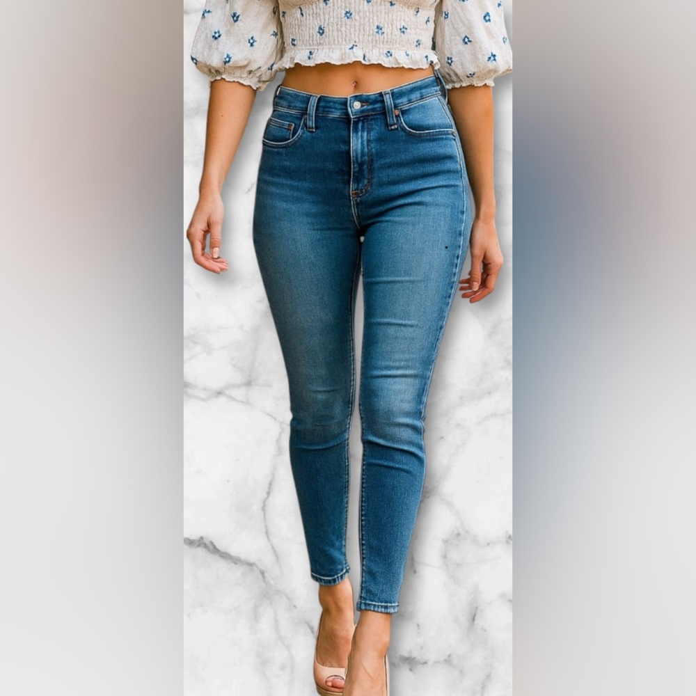 Free People High Rise Medium Wash Stretch Skinny Ankle Jeans Size 27